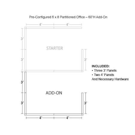 Interion By Global Industrial 96 in D X 60 in H, 72 in W X Fabric Panels / Wood Frame / Steel Connectors, Gray 236651GY
